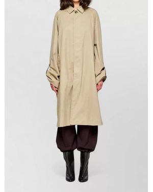 OOF WEAR Cotton Trench Coat Collared Long Sleeves - Natural