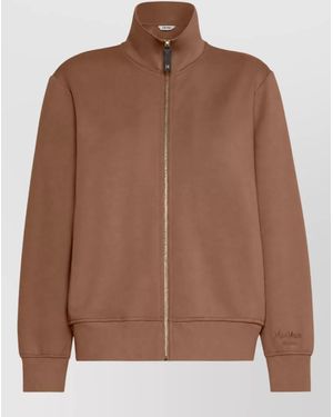 Max Mara High-Neck Zip-Up Sweatshirt - Brown