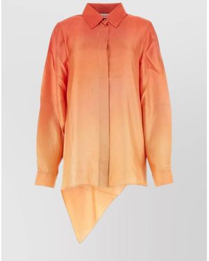 Zimmermann Tranquillity Silk Shirt Asymmetrical Hem - Orange