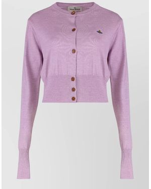 Vivienne Westwood Bea Cropped Knit Cardigan Crew Neck - Pink