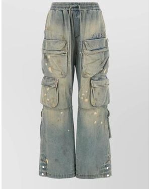 Amiri Wide Leg Cargo Jeans Multiple Pockets - Grey