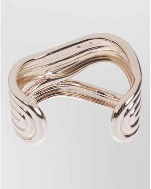 Max Mara Curved Open Cuff Ring Polished Finish - White
