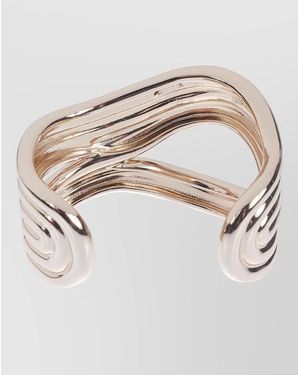 Max Mara Curved Open Cuff Ring Polished Finish - White