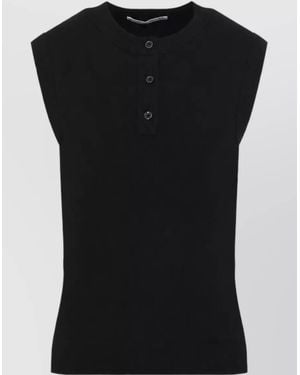 Studio Nicholson Cashmere Wool Sleeveless Crew Neck Knit Vest - Black
