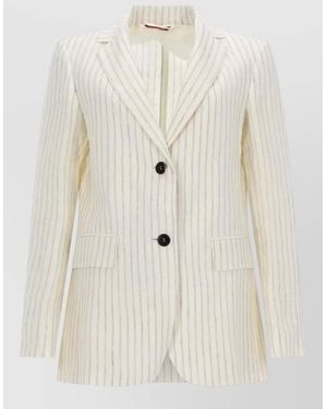 Max Mara Linen Pinstripe Blazer - Natural