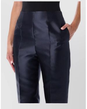 Alberta Ferretti Silk High-Rise Straight-Leg Suit Trousers - Blue