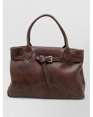 Ballantyne Calf Leather Distressed Shoulder Bag - Brown