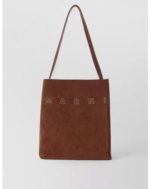 Marni Small Museo Hobo Leather Tote Bag - Brown