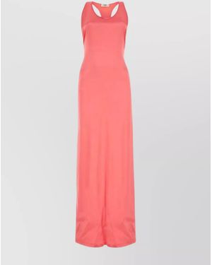 Fendi Satin Belted Long Dress - Pink
