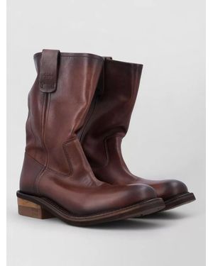 Miu Miu Slouchy Leather Boots Round Toe Ss26 - Brown