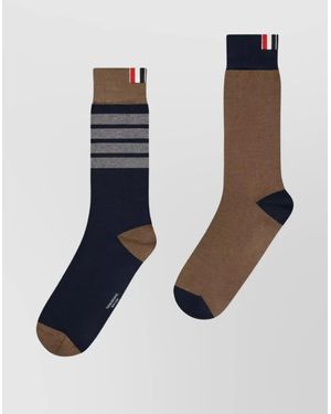 Thom Browne Funmix Mid Calf Socks 4 Bar Stripes - Blue