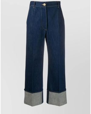 Patou Denim High-Rise Straight-Leg Cropped Jeans - Blue