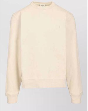 Saint Laurent Crew Neck Sweatshirt Embroidery Cass Logo - Natural