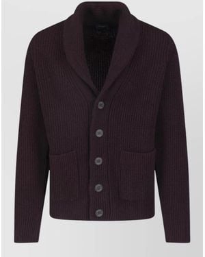 Drumohr Shawl Collar Ribbed Coat Front Pockets - Blue