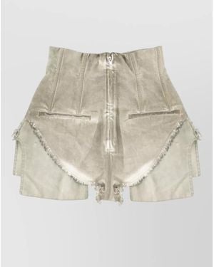 Rick Owens High Waist Shorts Dirt Back Pockets - Natural