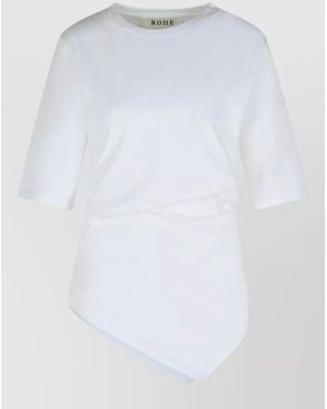 Rohe Asymmetric Hem Crew Neck Short Sleeve Top - White