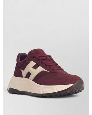 Hogan Hi Fi Suede Sneakers Contrast Sole - Purple