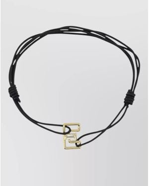 Aliita Letter E Cord Bracelet Geometric Charm - Black