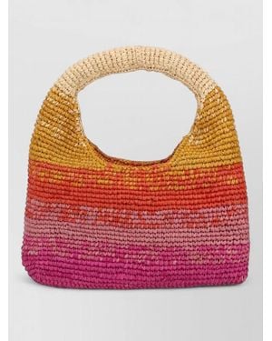 Manebí Tote Bag Woven Design Round Handle - Pink