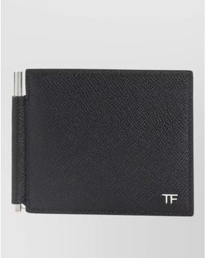 Tom Ford Textured Finish Compact Leather Cardholder Wallet - Black