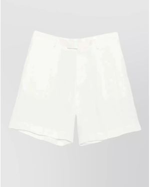 Lardini Paaramis Pleated Shorts Belt Loops - White