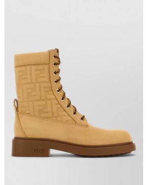 Fendi Calf Leather Ankle Boots - Natural