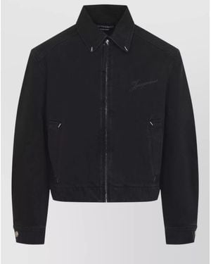 Jacquemus Canvas Coat Front And Back Pockets - Blue