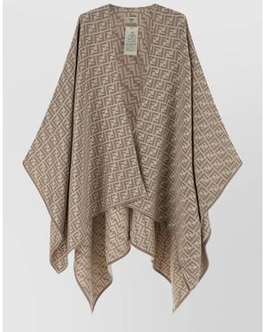 Fendi Ff Jacquard Poncho Draped Design - Natural