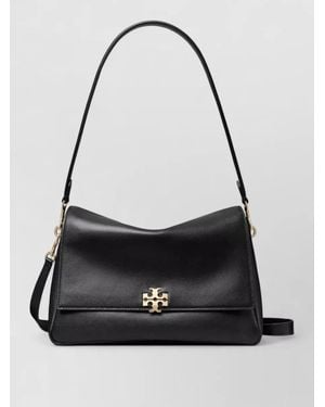 Tory Burch Charlie Medium Leather Shoulder Flap Bag - Black
