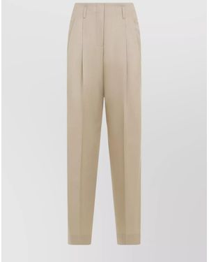 Golden Goose Virgin Wool High-Rise Wide-Leg Trousers - Natural