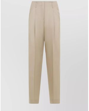 Golden Goose Virgin Wool High-Rise Wide-Leg Trousers - Natural