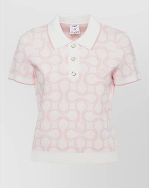 CASABLANCA Knit Polo Shirt Optical Drop Pattern - Pink