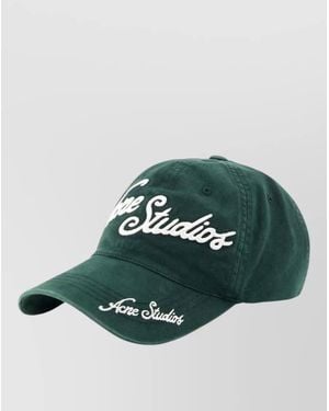 Acne Studios Cotton Cap Curved Brim Logo Detail - Green