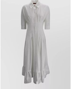 Max Mara Long Poplin Dress Corset Waist Detail - Grey