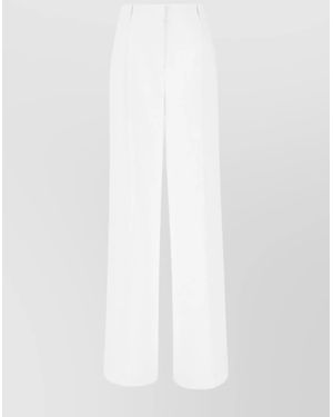 Michael Kors High Waist Pleated Trousers With Wide Legs - White