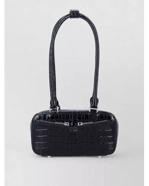 Self-Portrait Mini Croc Embossed Shoulder Bag Bauletto - Black