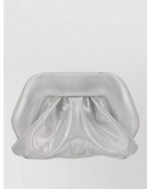 THEMOIRÈ Metallic Pleated Clutch Bag Detachable Strap - Grey