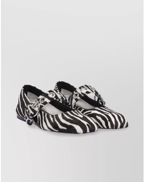 Aeyde Buckle Detail Zebra Pattern Ballerina Shoes - Multicolor
