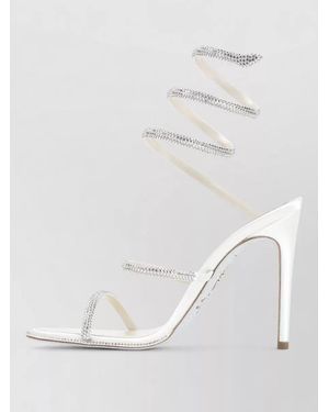 Rene Caovilla Rhinestone Strappy Sandal Open Toe Design - White