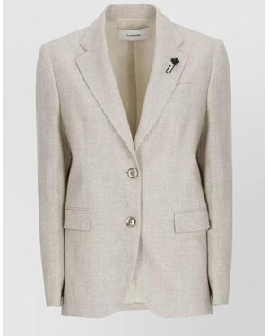 Lardini Linen Single Breasted Tailored Jacket - Natural