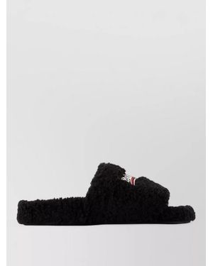 Balenciaga Shearling Slippers - Black