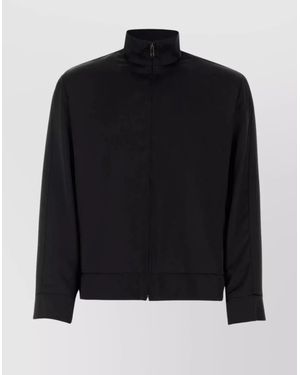 Valentino Garavani Satin Zip-Up Sweatshirt Jacket - Black