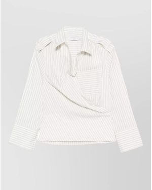 IRO Striped Cotton Wrap Shirt - White