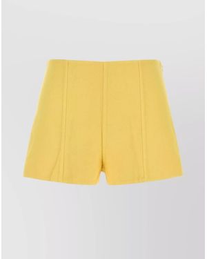 Prada High-Waisted Cotton Shorts Seam Detailing - Yellow