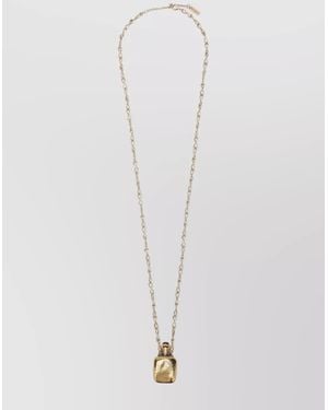 Chloé Vintage Brass Pendant Necklace Chain Link - White