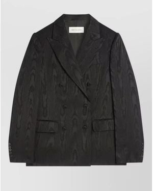 Dries Van Noten Double-Breasted Moiré Blazer - Black