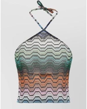 Missoni Zigzag Knit Halter Swimwear Top - Gray