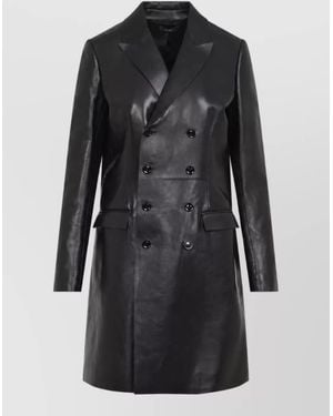 Tom Ford Lamb Leather Double-Breasted Knee-Length Coat - Black