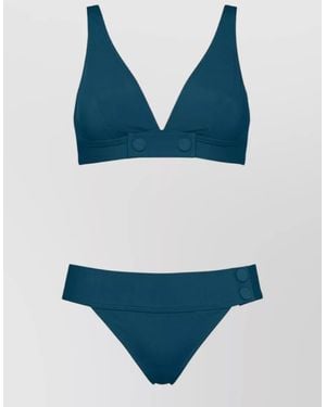 Eres Bikini Button Detail Elastic Waistband V Neckline - Blue