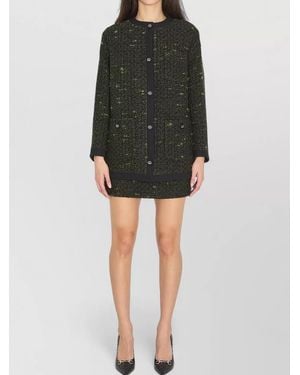 Gucci Longline Bouclé Wool Crew Neck Jacket - Black